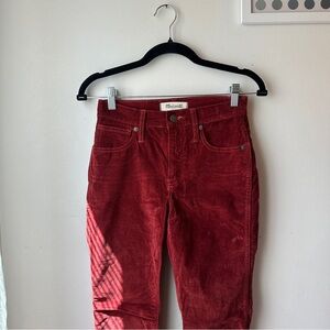 Madewell Deep Red High-Rise Corduroy Jeans